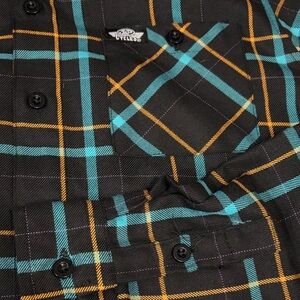 DIXXON Black and Teal Plaid Kids Button Down Shirt